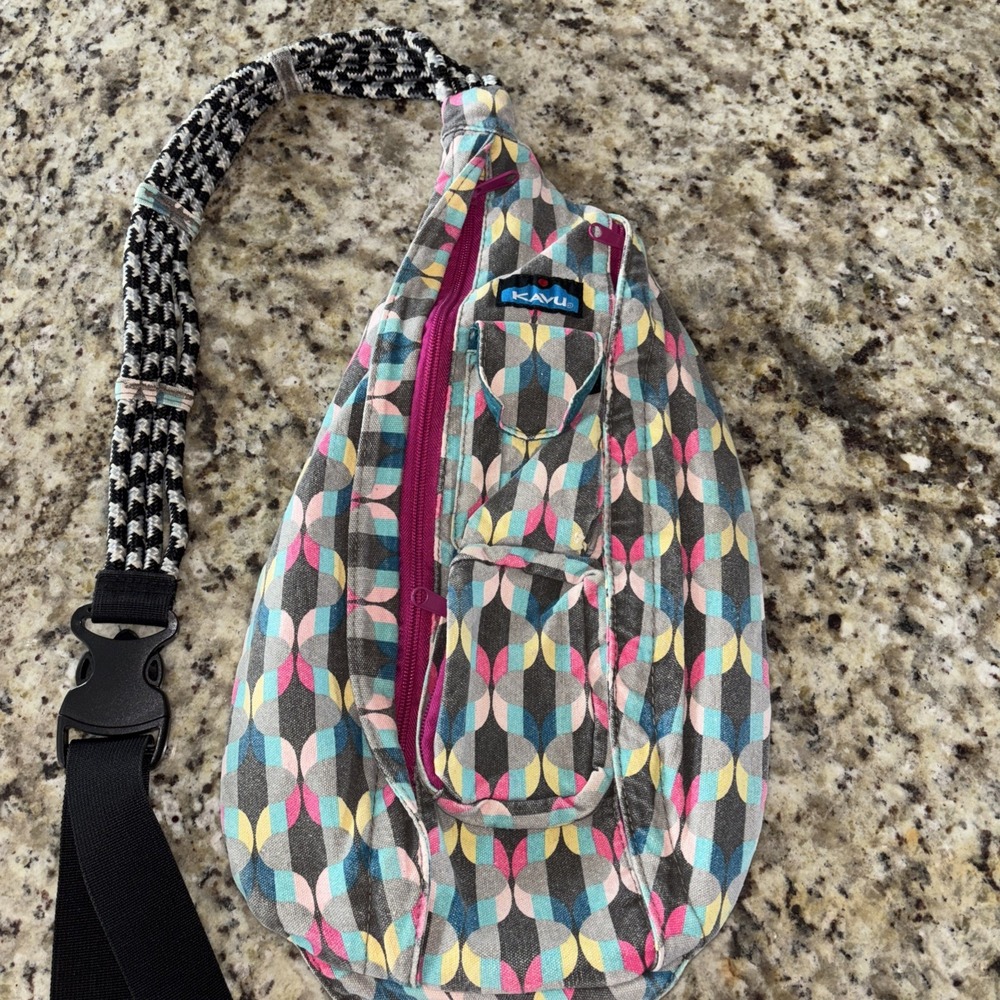 HTF Kavu Rope Bag Lantern Stripe Sling Backpack Heavy Duty 3494